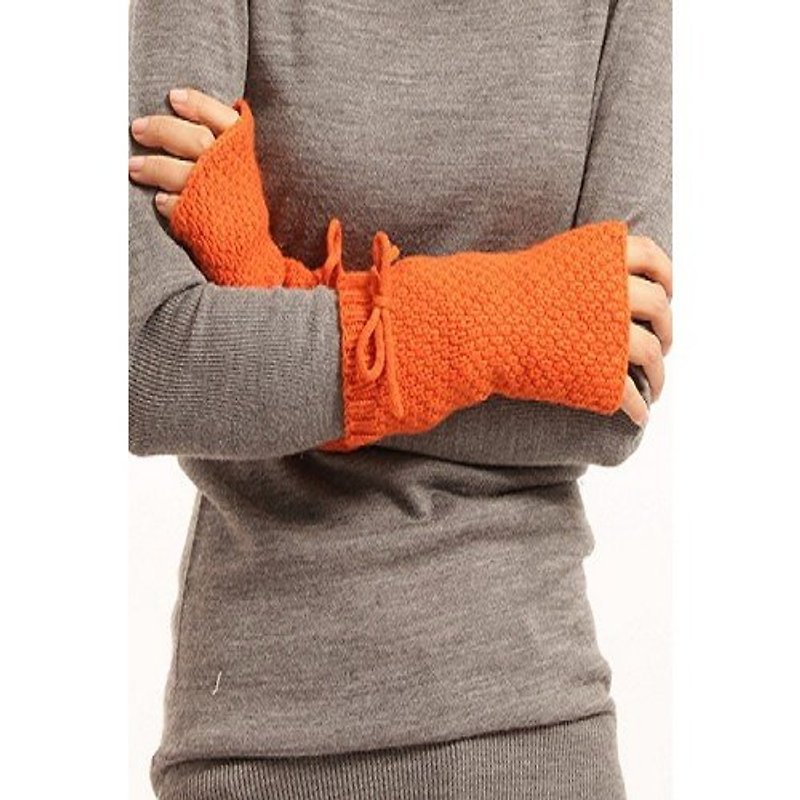 Cashmere Fingerless-Orange - ถุงมือ - ขนแกะ 