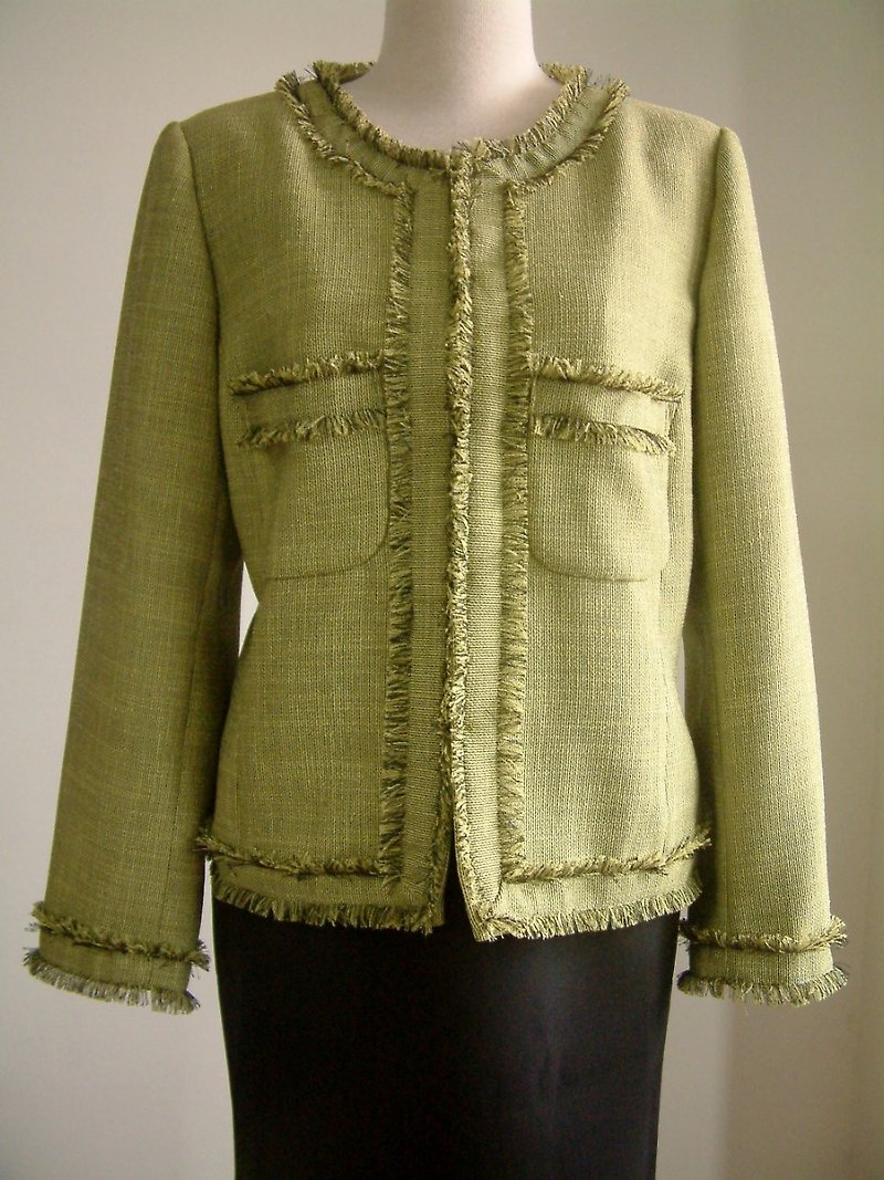 小香風外套-草綠色 - 女大衣/外套 - 其他材質 綠色