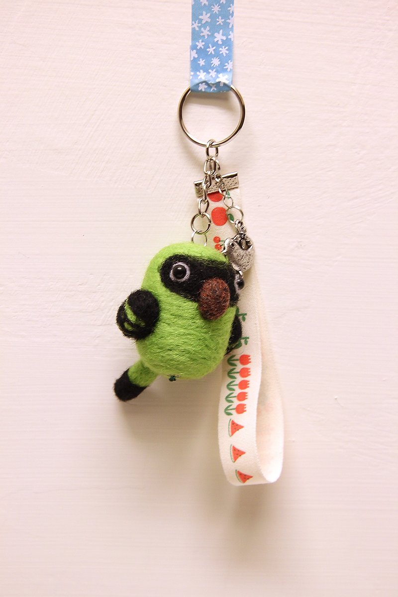 Rolia's 手作 賈丁鸚鵡羊毛氈 吊飾 (可訂製) - 鑰匙圈/鎖匙扣 - 羊毛 綠色