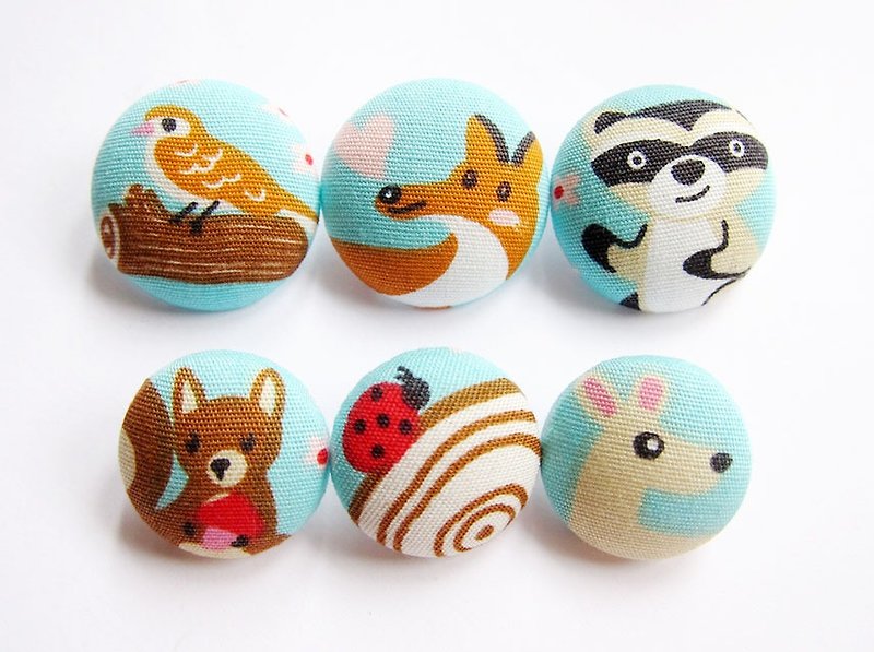 Cloth button knitting sewing handmade material forest animal DIY material - เย็บปัก/ถักทอ/ใยขนแกะ - ผ้าฝ้าย/ผ้าลินิน สีน้ำเงิน