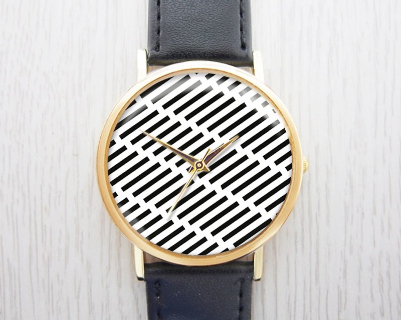 Simple Diagonal Line-Ladies' Watches/Men's Watches/Unisex Watches/Accessories【Special U Design】 - Men's & Unisex Watches - Other Metals Black