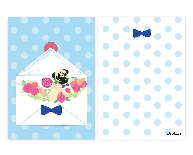 Messenger Dog Illustration Postcard / Card - Cards & Postcards - Paper Blue
