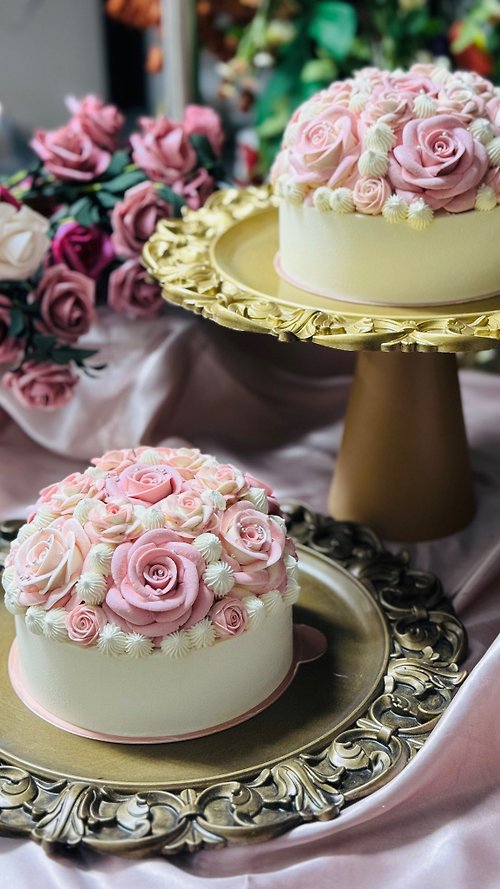 Felicitas Pâtissérie 【獨家蛋糕】6吋粉色玫瑰捧花蛋糕標準版/玫瑰/生日蛋糕/5天後發