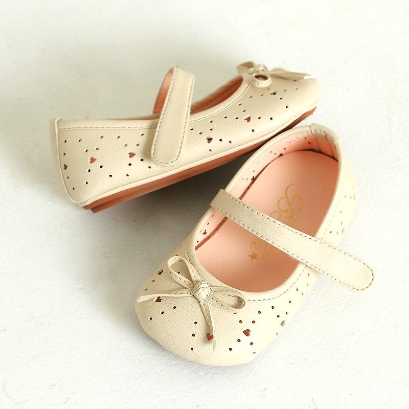 (Zero code special) love hug empty leather inside the baby shoes - almond rice 13.5 - Kids' Shoes - Genuine Leather White