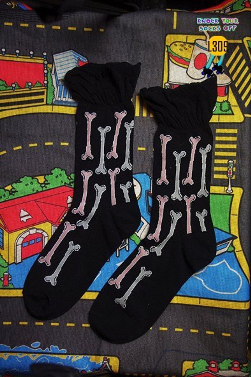黑骨頭襪!!夏漪眺=knock your socks off !! - 襪子 - 其他材質 黑色