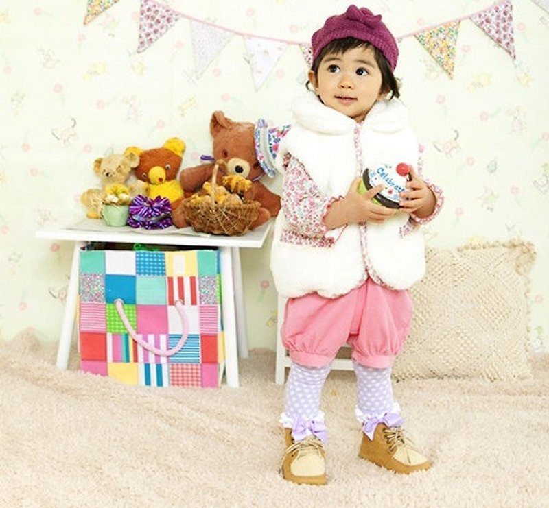 Japanese sweet girl plush warm floral vest - Other - Cotton & Hemp Pink