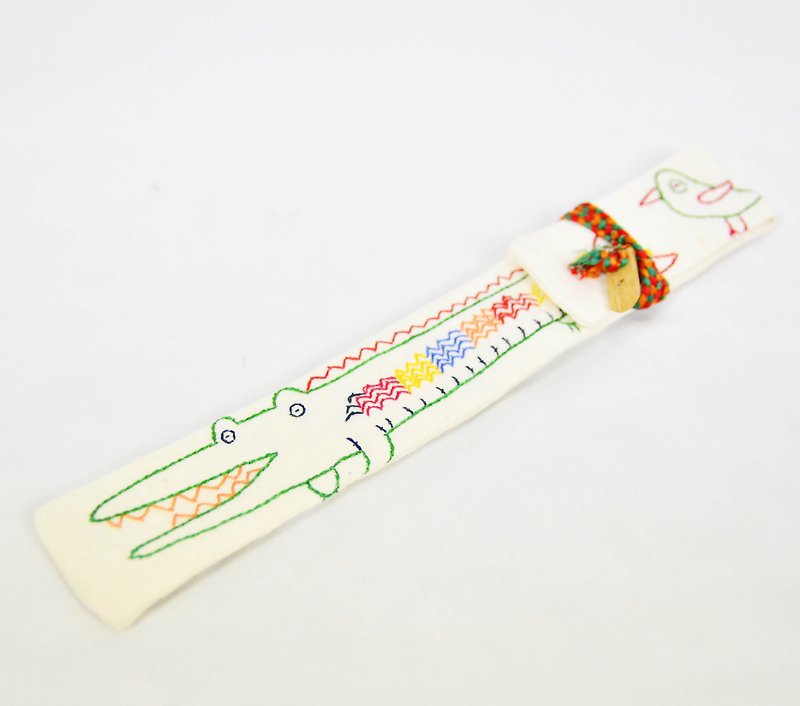 刺繍箸セット_ _白いワニフェアトレード - 箸・箸置き - その他の素材 ホワイト