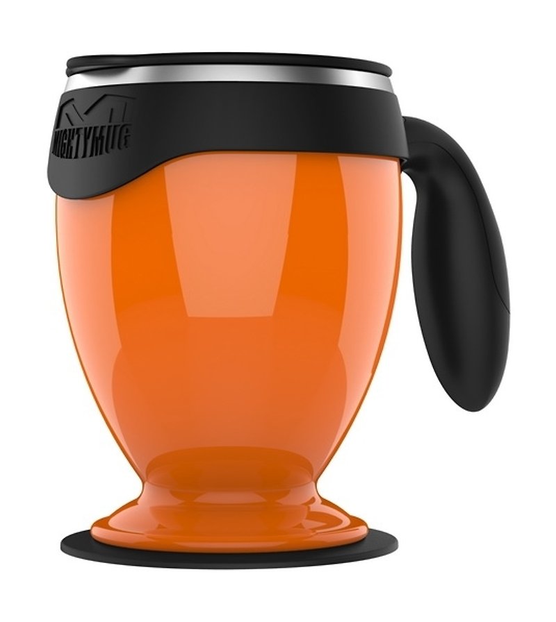 [Sucking and not pouring cups] Desktop double-layer covered mugs - Stainless steel Monarch Edition (orange) - Mugs - Other Metals Orange