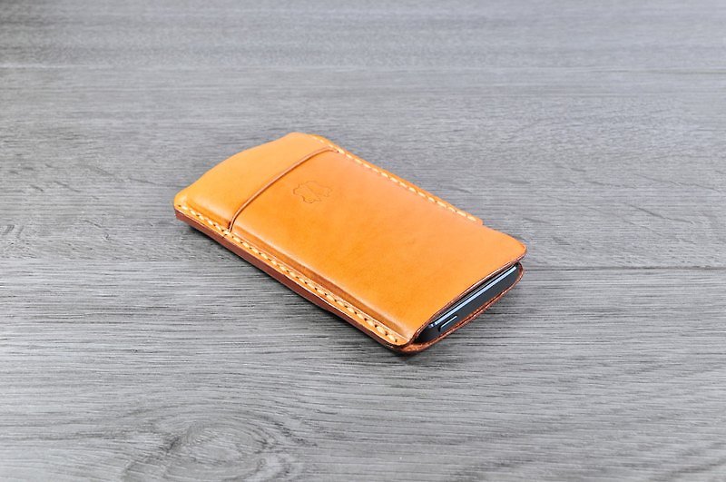 MICO 手縫皮革iphone5套(淺茶) - 手機殼/手機套 - 真皮 橘色