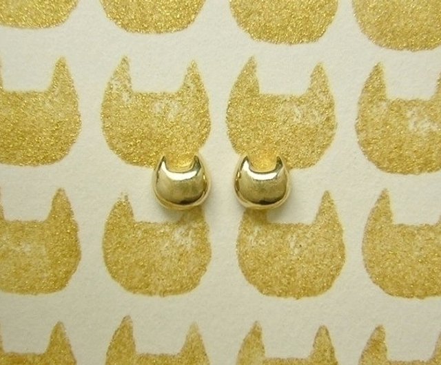 miaow icon earrings K18 gold ( cat gold earrings 貓 猫 金 穿孔耳环 