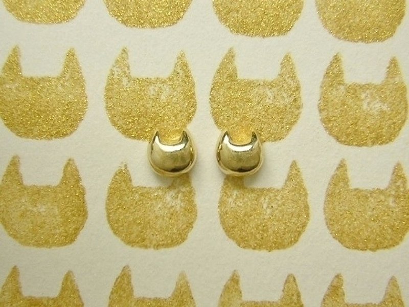 miaow icon earrings K18 gold ( cat gold earrings 貓 猫 金 穿孔耳环 耳釘 耳钉 ) - ต่างหู - เครื่องประดับ สีทอง