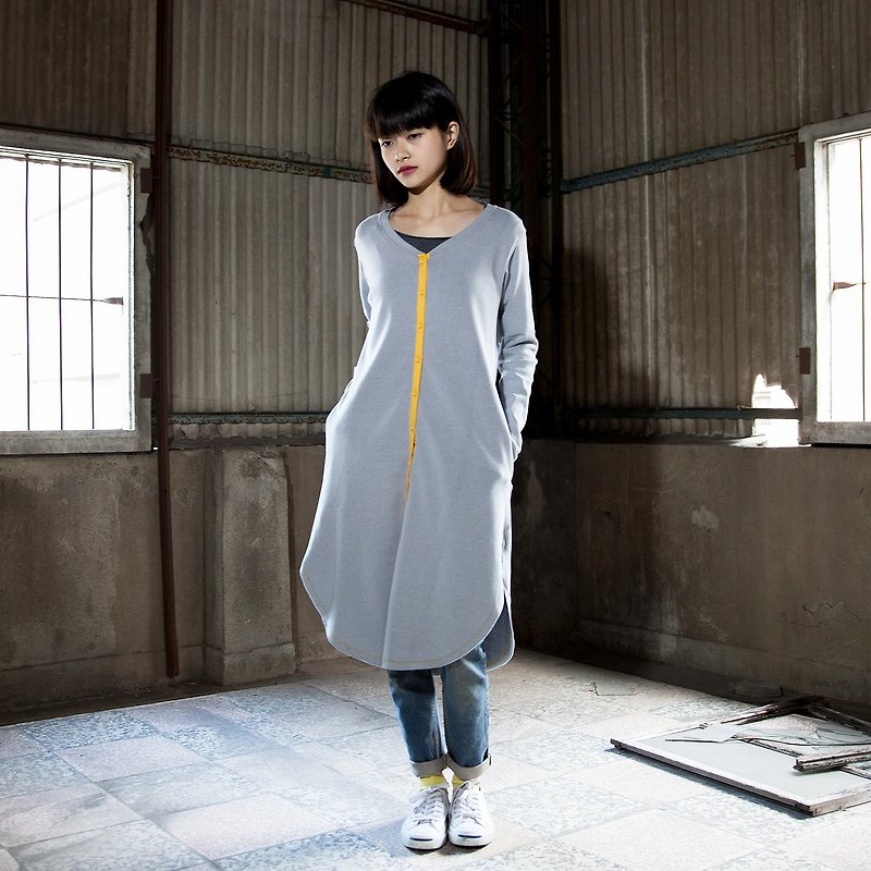 SU: MI said Spontaneous Long Sleeveless Blouse_4AF504_Light Grey / Yellow - Women's Casual & Functional Jackets - Other Materials Gray