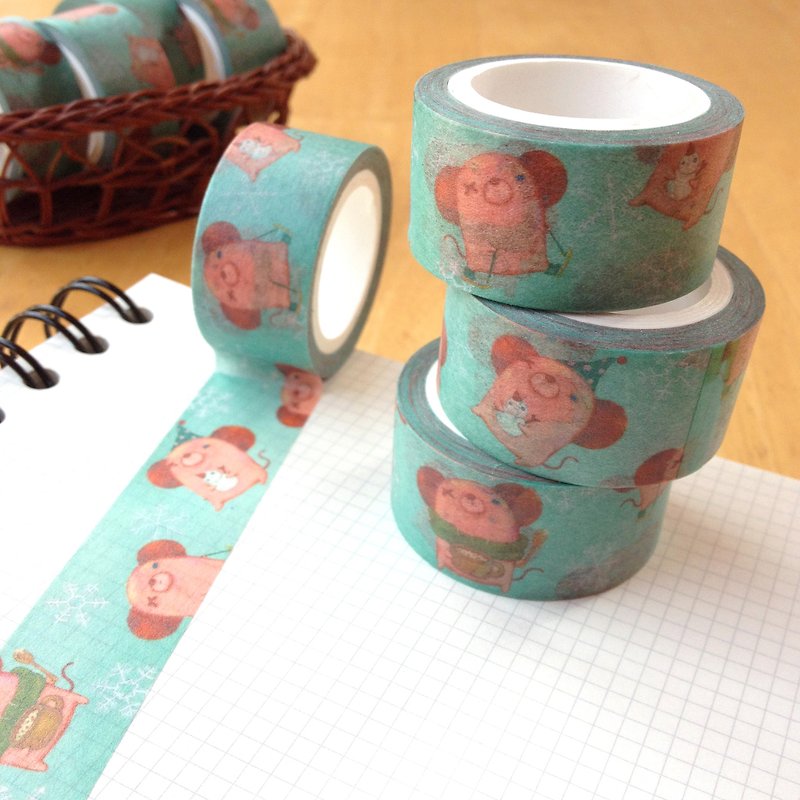 Five wings and paper tape. Eyed rat snow fun - Washi Tape - Paper Multicolor