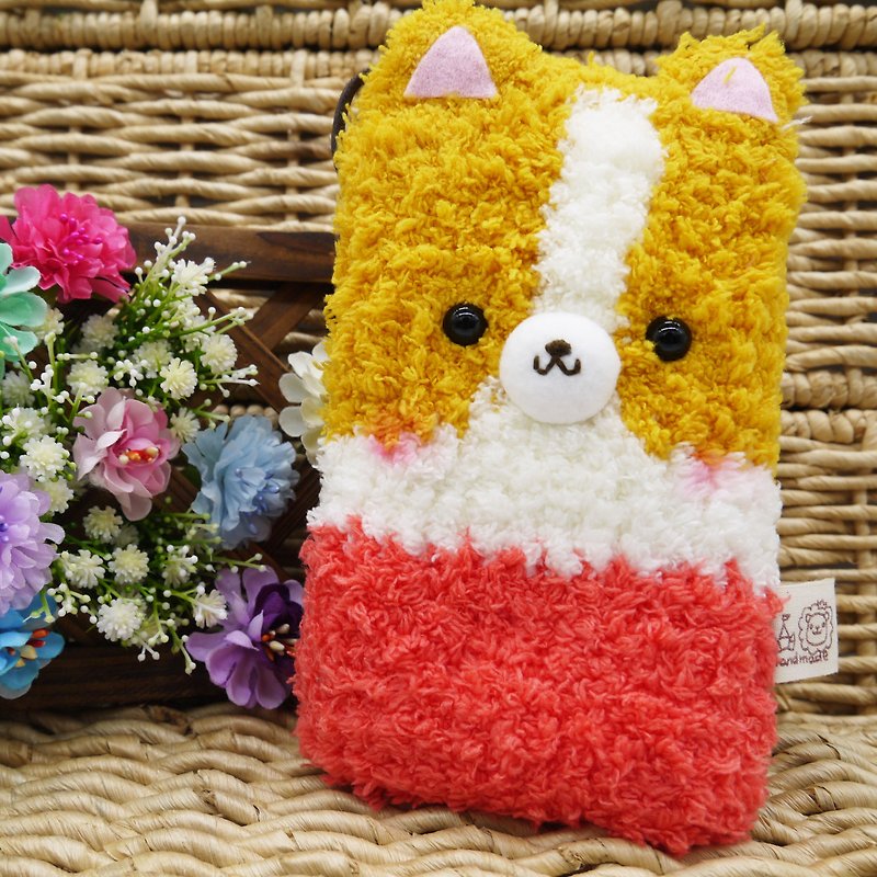 Corgi-knitted yarn mobile phone bag mobile phone bag iphone samsung millet - Phone Cases - Other Materials Pink