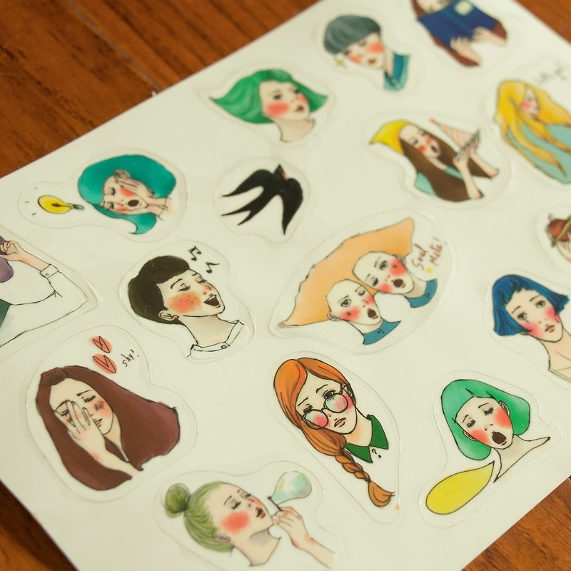 Young girl's new life pack of 16 clear stickers - สติกเกอร์ - กระดาษ หลากหลายสี