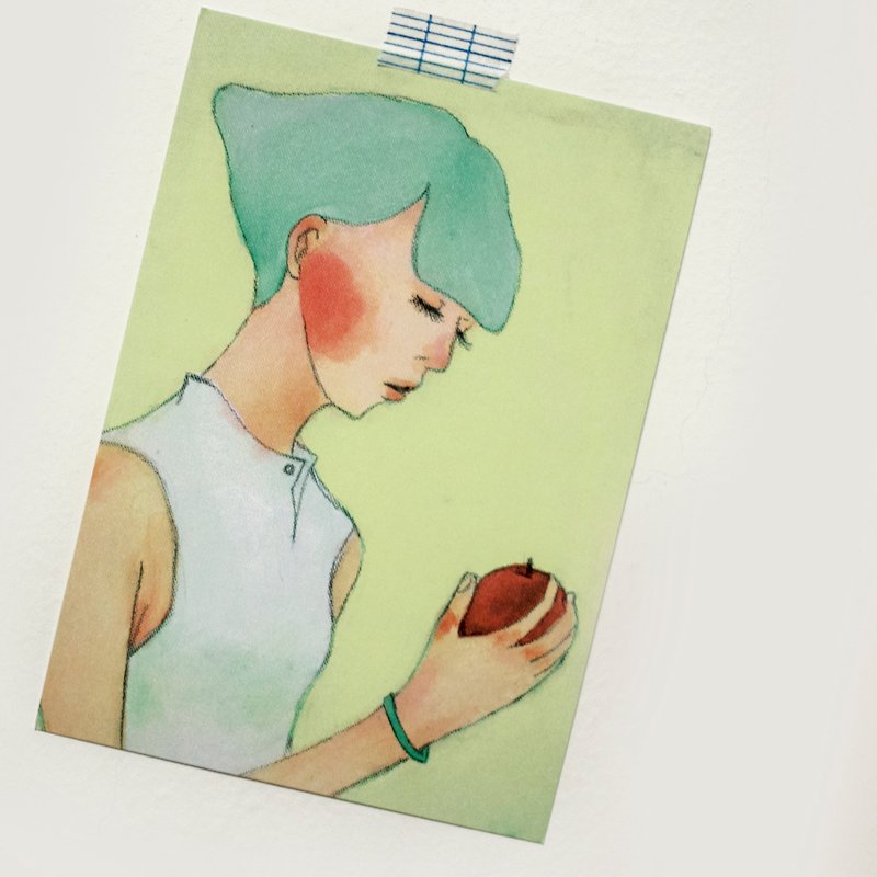 イヴガール　イラストポストカード - カード・はがき - 紙 グリーン