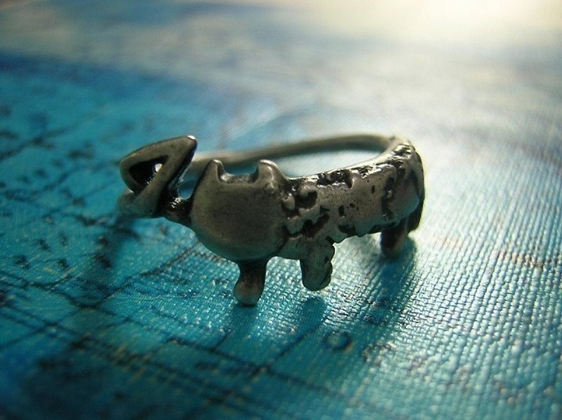miaow with the map ( cat sterling silver ring 貓 猫 地图 地球 指杯 銀 ) - แหวนทั่วไป - เงินแท้ สีเงิน