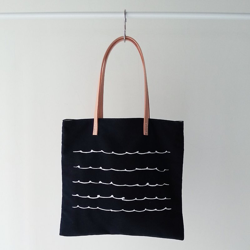 Square Bag - Deep Blue Wave - Handbags & Totes - Other Materials 