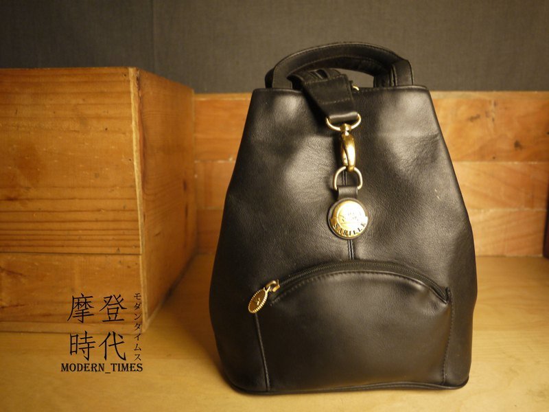 摩登時代【嚴選商品】SARILLE 真皮 斜背 後背 兩用 包 (VINTAGE/骨董包/皮料極佳) 151016 - 側背包/斜背包 - 其他材質 黑色