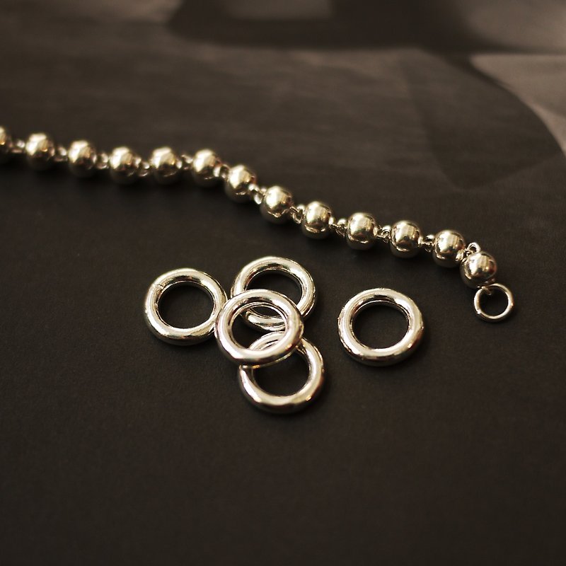 MUFFëL 925 Silver Silver Series - Bobo chain with 5 silver rings**This product is an additional accessory, must be purchased in conjunction with the wave chain! Such as the purchase pay shipping separately. If you have questions, please contact the owner!* - สร้อยข้อมือ - โลหะ สีเทา