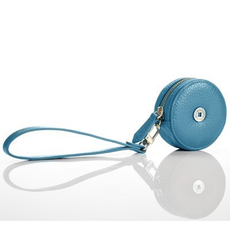 Macaron Macaroon leather purse - turquoise - กระเป๋าใส่เหรียญ - หนังแท้ สีน้ำเงิน