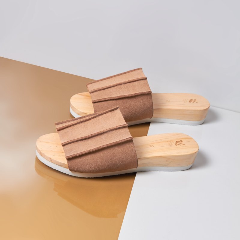 Brick-Over Block Sandals - รองเท้ารัดส้น - หนังแท้ สีส้ม