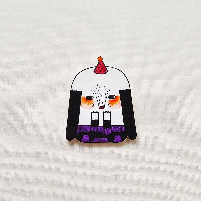 Baobei The Shy Dog - Handmade Shrink Plastic Brooch or Magnet - Wearable Art - Made to Order - Brooches - Plastic Purple