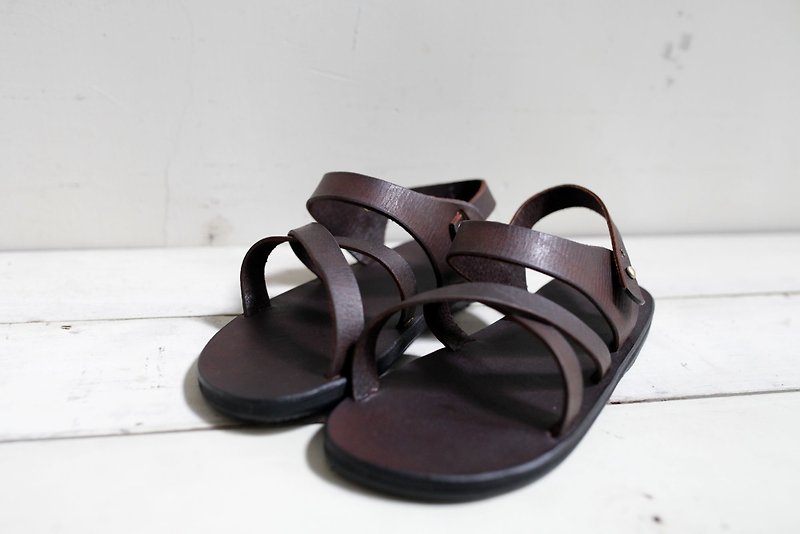 OMAKE whole cow cross sandals - Sandals - Genuine Leather Brown