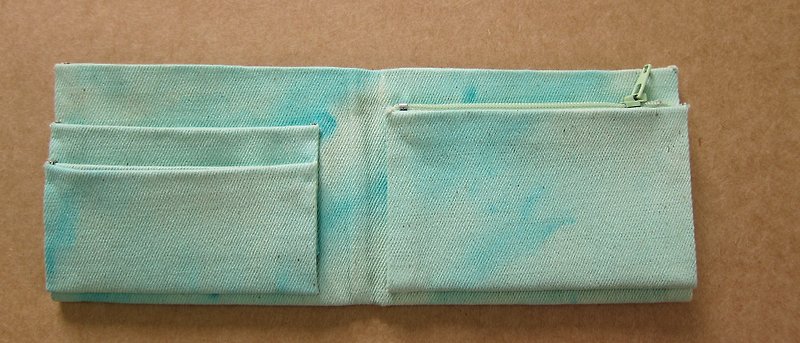 "Graduation gift season sale in" hand-dyed water green horizontal short clip (available free Coffee English words Oh!) - Wallets - Other Materials Green