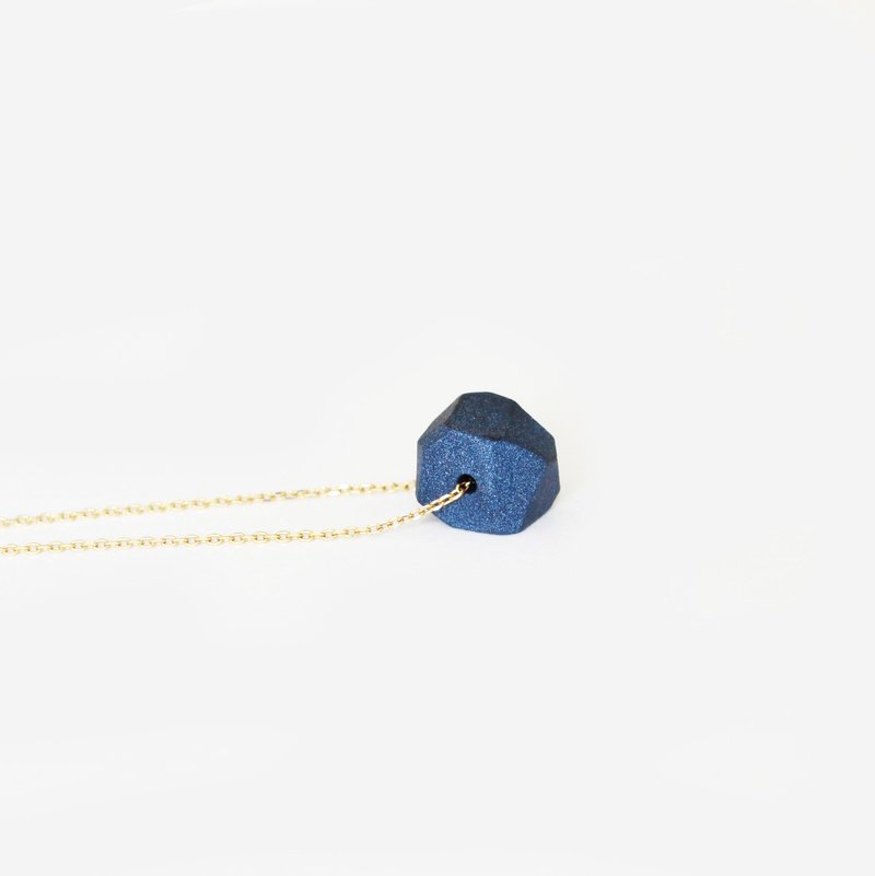 metooworkshop 金絲蘭手工幾何18k鍍金吊墜鎖骨鏈極簡項鏈 - 項鍊 - 黏土 藍色