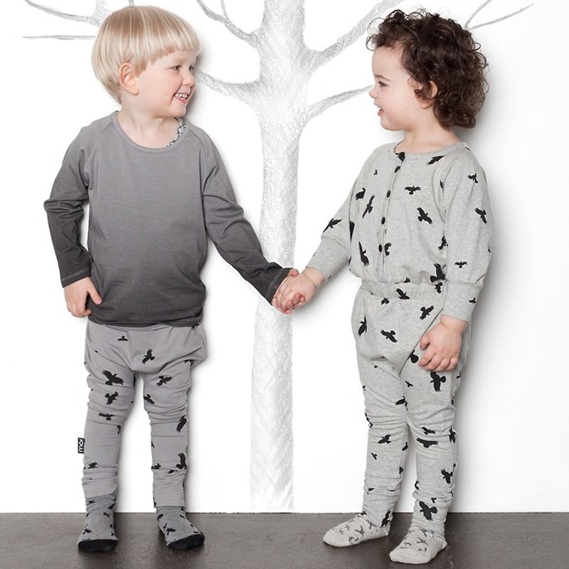 [Nordic children's clothing] Iceland organic cotton long-sleeved top 1 to 8 years old gradually gray black lt5 - Tops & T-Shirts - Cotton & Hemp Black