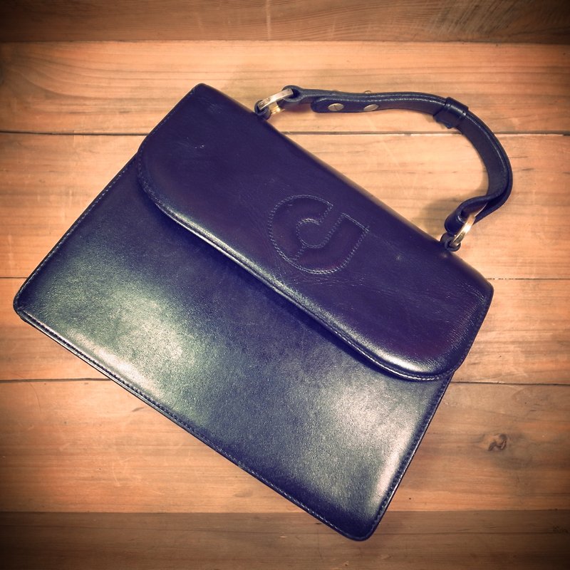 Old bone Charles Jourdan black leather handbag Vintage - กระเป๋าถือ - หนังแท้ สีดำ