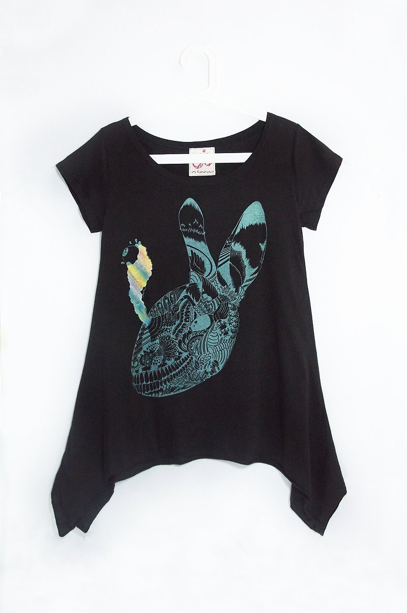 Women feel umbrella Long Blouse - Black exploding rabbit (the only remaining one) - Women's Tops - Other Materials Black