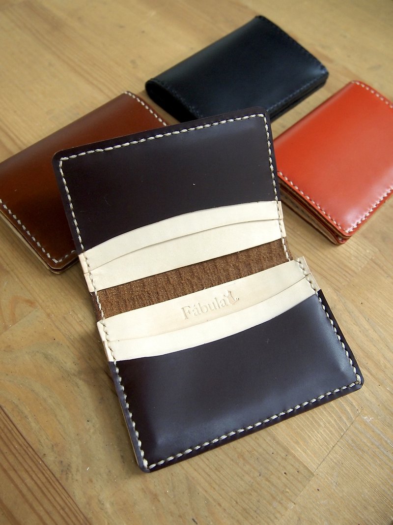 Hand-stitched leather simple card holder - Wallets - Genuine Leather 