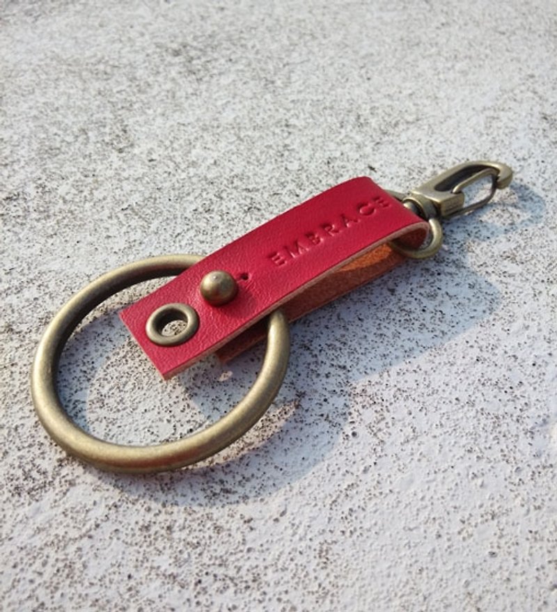 [Customized gift] Three-in-one handmade leather strap/key ring/hub/multicolor-free branding - พวงกุญแจ - หนังแท้ หลากหลายสี