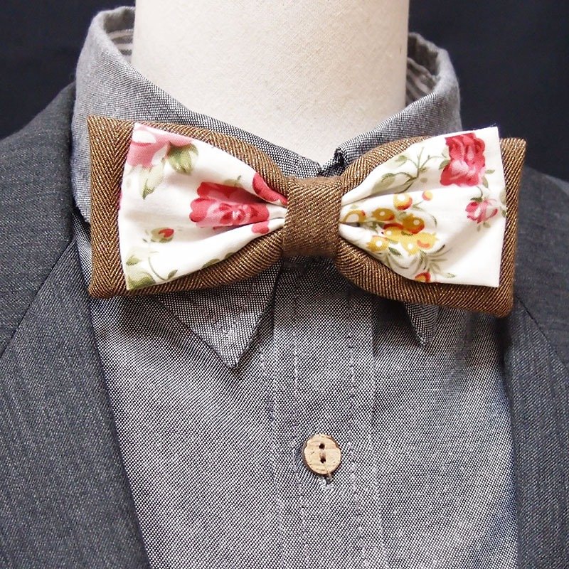 古典玫瑰領結 bow tie - 領呔/呔夾 - 其他材質 咖啡色