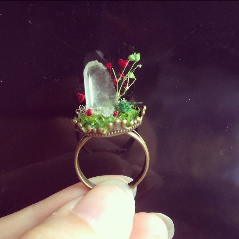 Photo of one thing - Mini Crystal Bonsai Ring - A section - white crystal really dried forest - General Rings - Gemstone White