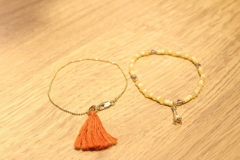 Hand in Hand 玉黍黍  手環  (0150) - Bracelets - Gemstone Yellow