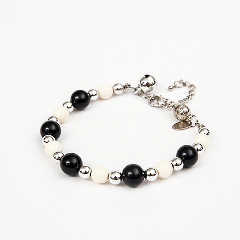 Ella Wang Design 黑白相間銀珠項鍊-黑白色 貓咪 項鍊 項圈 - 項圈/牽繩 - 塑膠 黑色