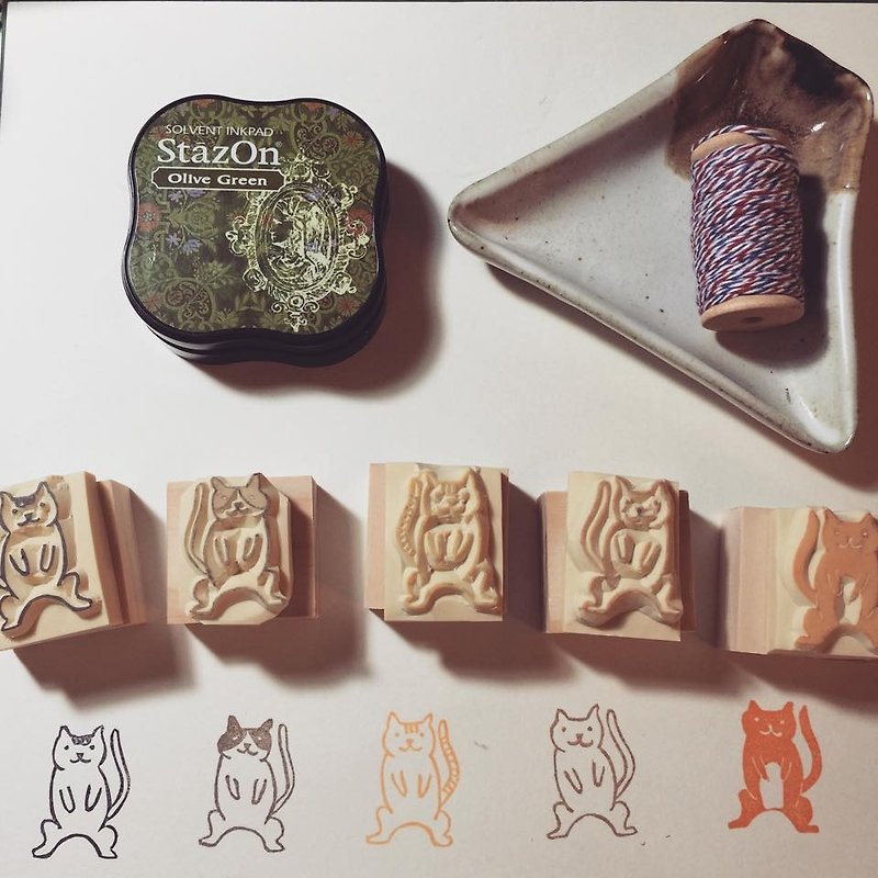 Cat eraser stamp*handmade*rubber stamp*handmade stamp*hand carved - ตราปั๊ม/สแตมป์/หมึก - ยาง หลากหลายสี