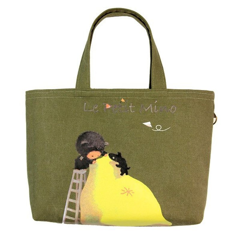  【Mino小-小米爬梯子】帆布軍綠 - トート・ハンドバッグ - その他の素材 グリーン
