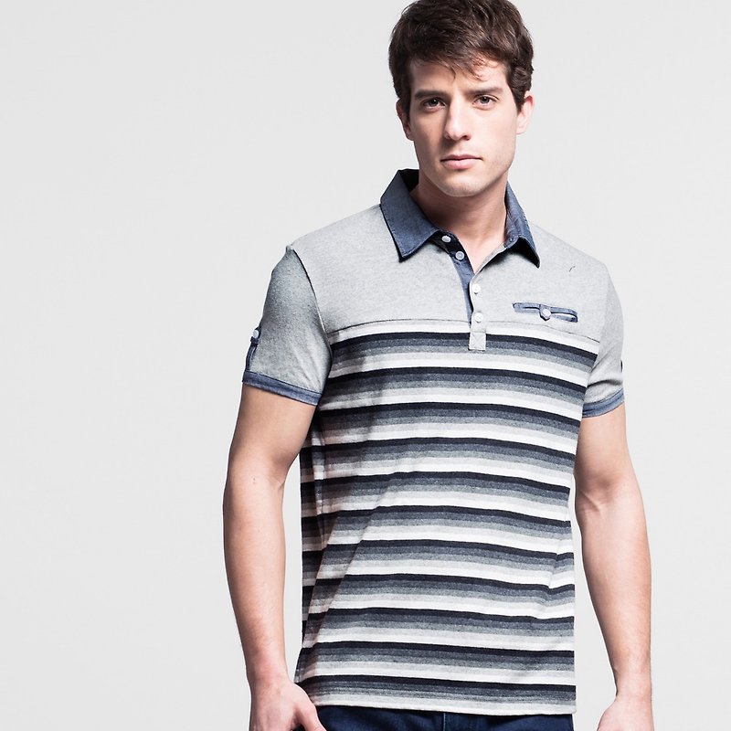 Article prime splice fitting version POLO shirt - gray NOVI - Men's T-Shirts & Tops - Other Materials Gray