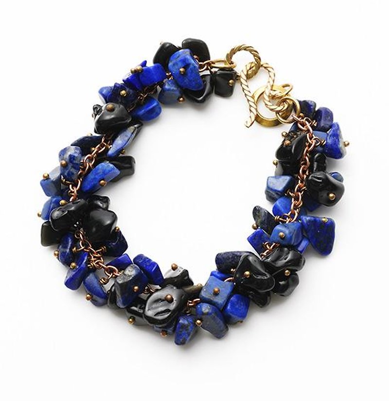 CB6 (Obsidian / lapis lazuli) - สร้อยข้อมือ - โลหะ สีน้ำเงิน