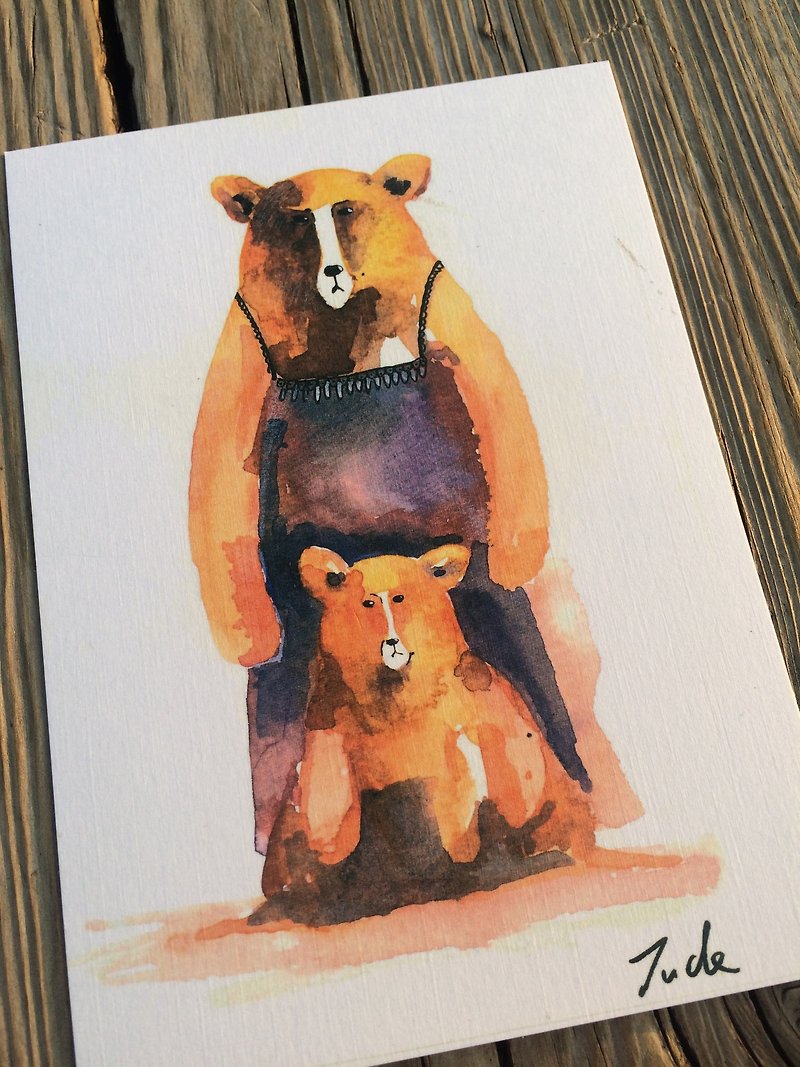 動物 明信片 媽媽熊 - 心意卡/卡片 - 紙 咖啡色
