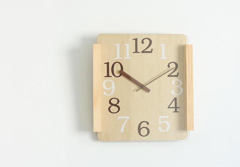 サンドイッチ壁時計 - 時計 - 木製 ブラウン