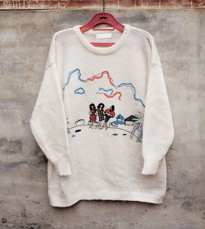 転位ヴィンテージ - ビーチニットのセーターを歩きます -  - ニット・セーター - その他の素材 ホワイト