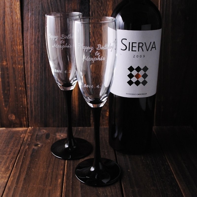 (Pair price) 170cc[MSA French champagne pair glasses] Wedding champagne pair glasses~French black swan champagne glasses Valentine's day wedding gift - แก้วไวน์ - แก้ว สีดำ