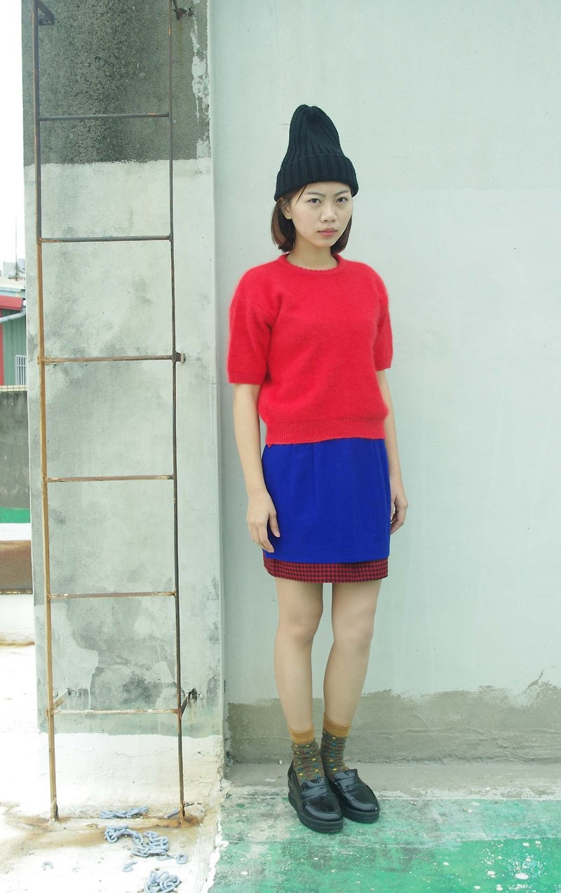 4.5studio- independent hand do - [R;] Restyle transformation series - sapphire blue color stitching wool miniskirt hem - Skirts - Other Materials Blue