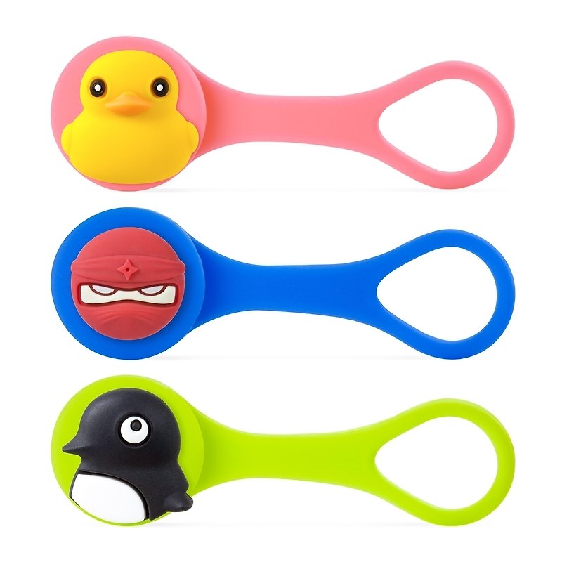 Q Cord Ties funny buckle Q Drawstring - Yellow Duck + Red Ninja + penguin - Other - Silicone Multicolor