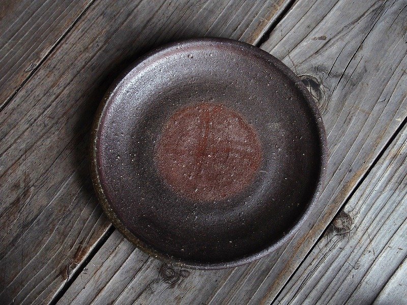 日本岡山備前 陶器 陶盤 sr3-006 - 碟子/醬料碟 - 其他材質 咖啡色